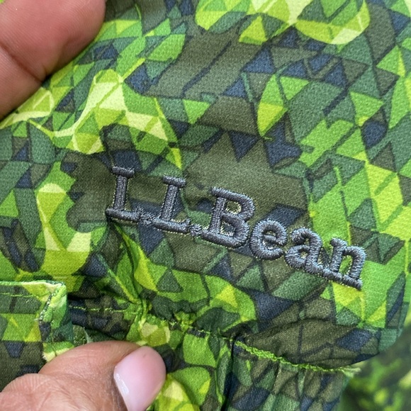 L.L. Bean Green gray printed kids zip Jacket w/ detachable hood sz large 6X/7 - Picture 12 of 12